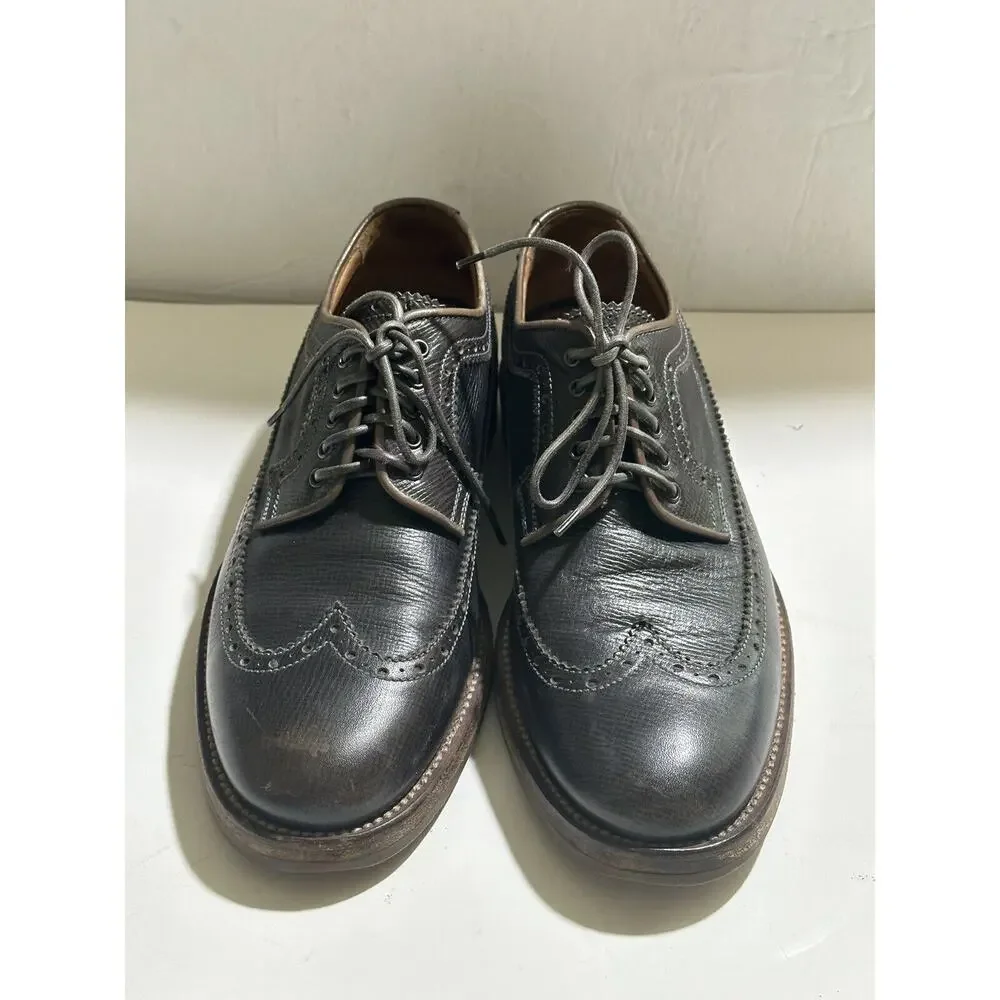 Aquatalia Mens Leather‎ Dress Shoes Black Laced Size 8 Waterproof Made in Italy